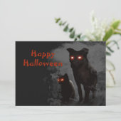 Invitation Halloween Parti Malin Chat Noir Et Chien (Debout devant)
