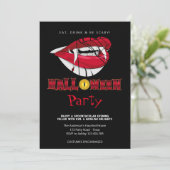 Invitation Halloween Parti Vampire Dents Gothique (Debout devant)