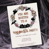 Invitation Halloween Partie Sugar Skcrâne Wreath
