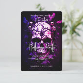 Invitation Halloween Party Adulte bleu foncé pourpre crâne (Debout devant)