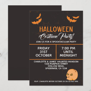 Invitation Halloween Party Bat and Skull Personnalisé