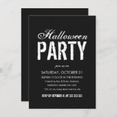 Invitation Halloween Party Black White Grunge Script adulte (Devant / Derrière)