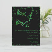 Invitation Halloween Party Boos and Booze Green Black (Debout devant)