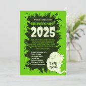 Invitation Halloween Party Bright Green Rats Crawlies Déplais (Debout devant)