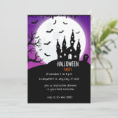 Invitation Halloween Party bright purple And Black (Debout devant)