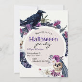 Invitation Halloween Party Crow et l'humeur crâne (Devant)
