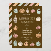 Invitation Halloween Party Cute Pastel Citrouilles (Devant / Derrière)