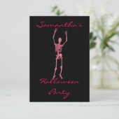 Invitation "Halloween party" - Dancing Pink Skeleton (Debout devant)