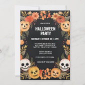 Invitation Halloween Party de crânes Citrouille éffrayants (Devant)