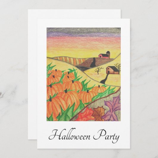 Invitation Halloween Party Fall Folk Citrouilles d'art (Devant / Derrière)