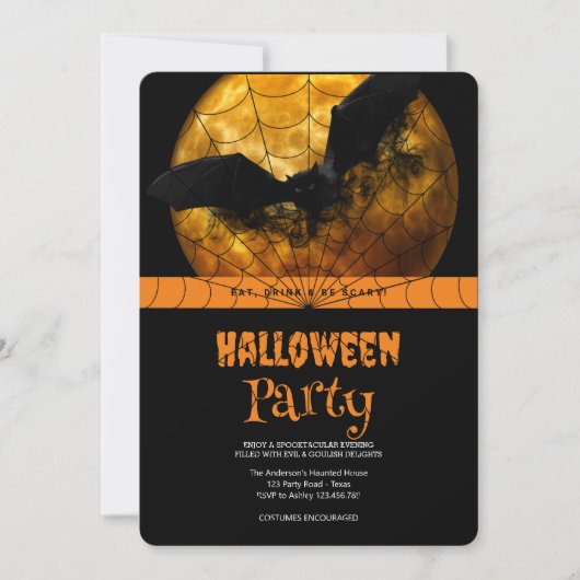 Invitation Halloween Party Gothic Bat (Devant)
