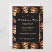 Invitation Halloween Party Gothique crâne Noir Rouge Rose Cou (Devant)
