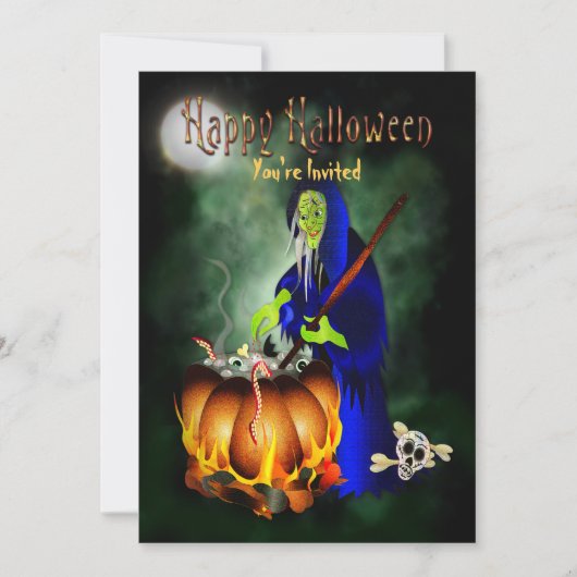 Invitation Halloween Party Haggard sorcière brasse (Devant)