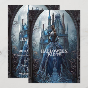 Invitation Halloween Party Haunted Maison Bleue Nuit Effrayan