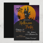Invitation Halloween Party Haunted Maison chauves-souris Oran (Devant / Derrière)