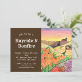Invitation Halloween Party Hayride Rustic Autumn Folk Art (Debout devant)