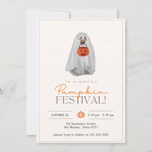 Invitation Halloween Party Invitation, ghost dog (Devant)