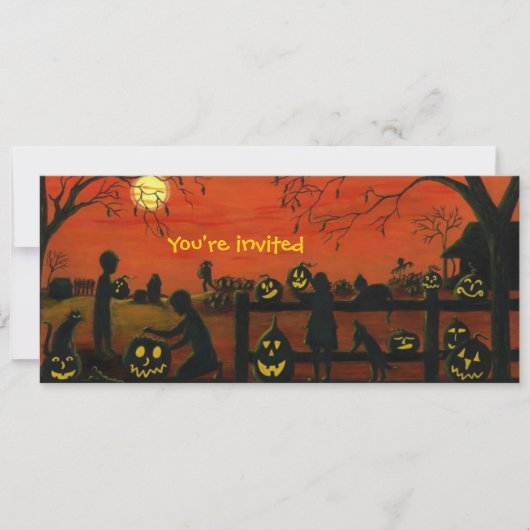 Invitation Halloween.party,invitations,citrouille,patch (Devant)