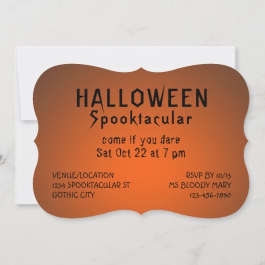 Invitation Halloween Party Jack-o'-lantern araignée spooktacu (Dos)