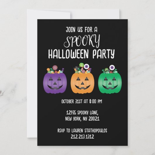 Invitation Halloween Party Jack-o'-lantern Candy Pail (Devant)