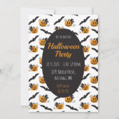 Invitation Halloween Party Jack O Lanterns Bat Black Orange (Devant)