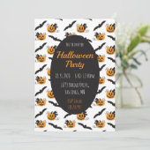 Invitation Halloween Party Jack O Lanterns Bat Black Orange (Debout devant)