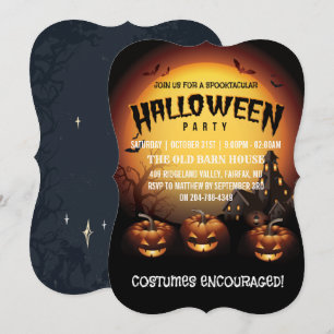 Invitation Halloween Party Jack O Lanterns et chauves-souris