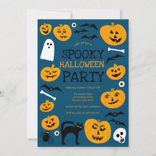Invitation HALLOWEEN PARTY Jack-o-lanterns mignon Personnalis (Devant)