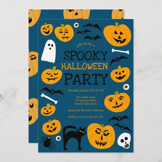 Invitation HALLOWEEN PARTY Jack-o-lanterns mignon Personnalis (Devant / Derrière)