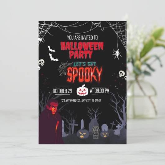 Invitation Halloween Party Let's Get Spooky (Debout devant)