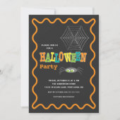 Invitation Halloween Party mignonne Spider Colorée Typographi (Devant)