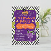 Invitation Halloween Party Moderne Stripe Whimsical Invitatio (Debout devant)