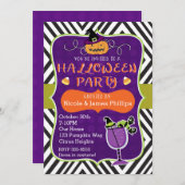 Invitation Halloween Party Moderne Stripe Whimsical Invitatio (Devant / Derrière)