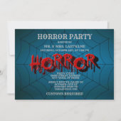 Invitation Halloween Party Red Horror Spider Web Blue Effraye (Dos)