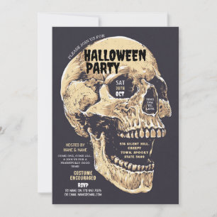 Invitation Halloween Party Skeleton Horreur House