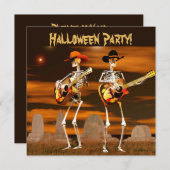 Invitation Halloween Party Skeleton Musiciens (Devant / Derrière)