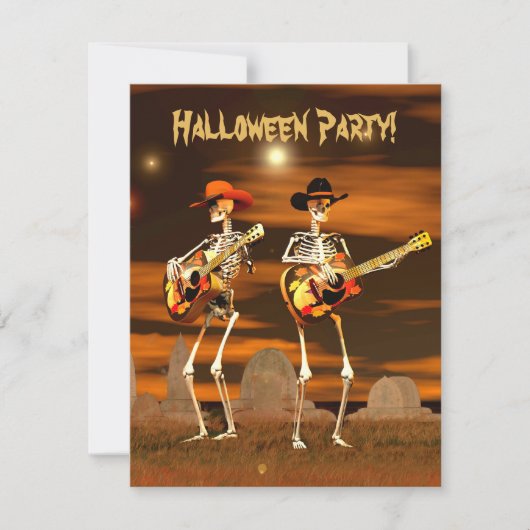 Invitation Halloween Party Skeleton Musiciens (Devant)