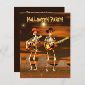 Invitation Halloween Party Skeleton Musiciens (Devant / Derrière)