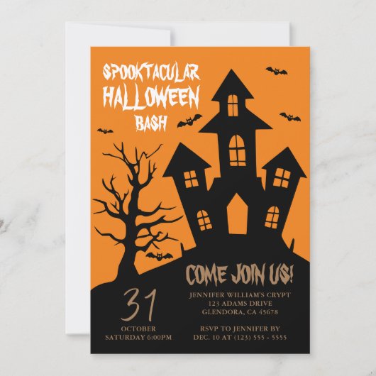 Invitation Halloween Party Spooktacular Haunular Maison (Devant)