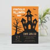 Invitation Halloween Party Spooktacular Haunular Maison (Debout devant)