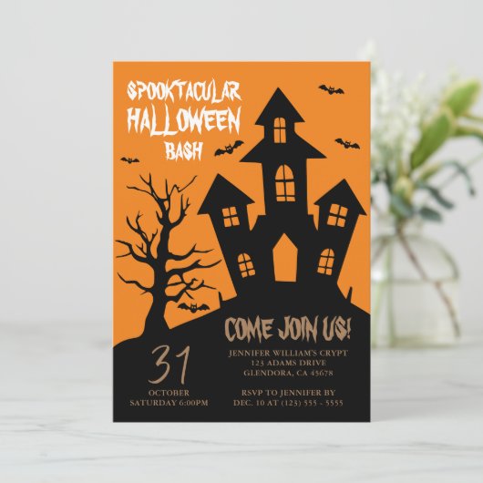 Invitation Halloween Party Spooktacular Haunular Maison (Debout devant)