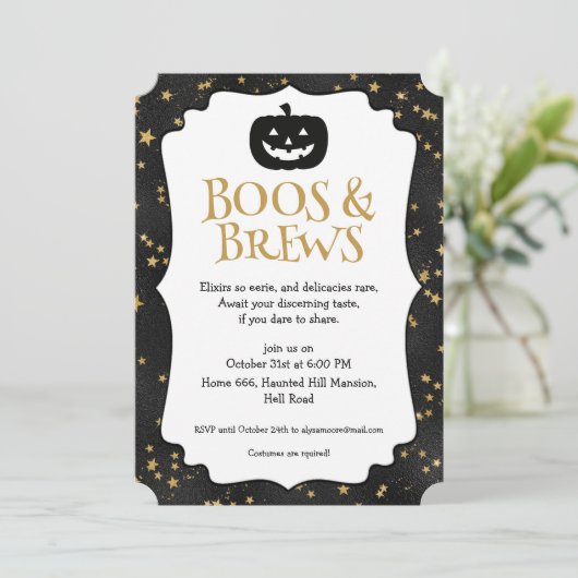 Invitation Halloween Party Stars Pattern (Debout devant)