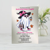 Invitation Halloween Party Stylish sorcière Ghost Coffee Cup (Debout devant)