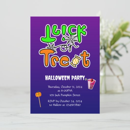 Invitation Halloween Party Trick ou traitement (Debout devant)