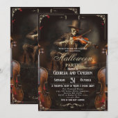 Invitation Halloween Party Vintage gothique Grim Reaper Violi (Devant / Derrière)