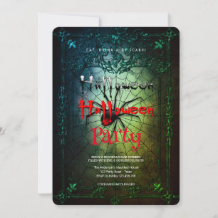 Invitation Halloween Party Vintage Spider Web