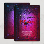 Invitation Halloween Party Vintage Spider Web (Devant / Derrière)
