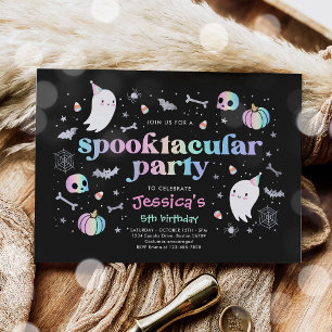 Invitation Halloween Pastel Cute Ghost Anniversaire Spooktacu