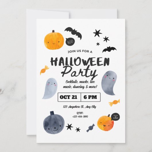 Invitation Halloween Pastel Ghost pour Tout-Petits (Devant)