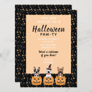 Invitation Halloween Pawty French Bulldogs Trick Ou Traiter